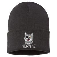 Funny Pi Day Math Science Cat Pirate Sustainable Knit Beanie