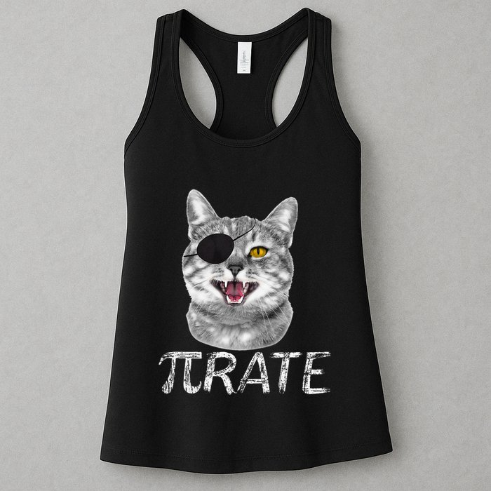 Funny Pi Day Math Science Cat Pirate Womens Tank Top