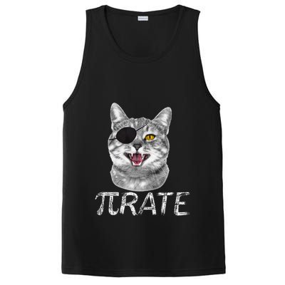Funny Pi Day Math Science Cat Pirate PosiCharge Competitor Tank