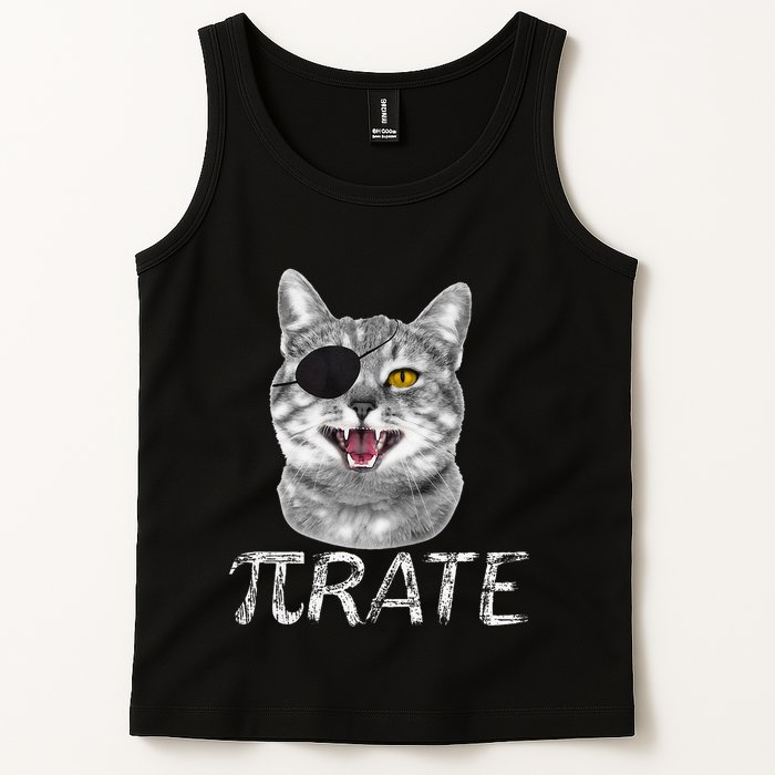 Funny Pi Day Math Science Cat Pirate Tank Top
