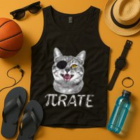 Funny Pi Day Math Science Cat Pirate Tank Top