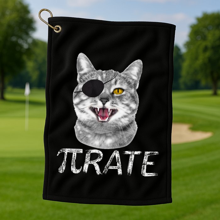 Funny Pi Day Math Science Cat Pirate Golf Towel