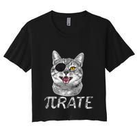 Funny Pi Day Math Science Cat Pirate Crop Top