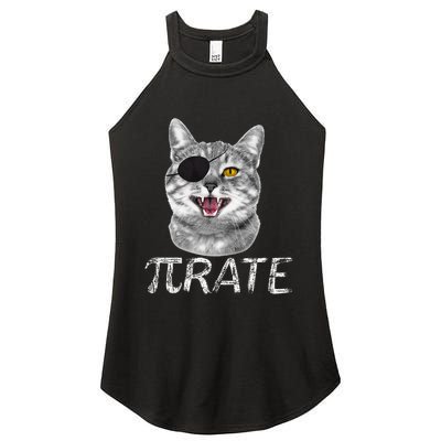 Funny Pi Day Math Science Cat Pirate Women's Perfect Tri Rocker Tank