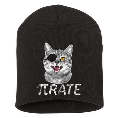 Funny Pi Day Math Science Cat Pirate Short Acrylic Beanie