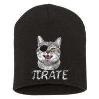 Funny Pi Day Math Science Cat Pirate Short Acrylic Beanie