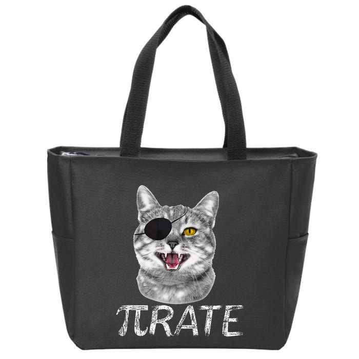 Funny Pi Day Math Science Cat Pirate Zip Tote Bag