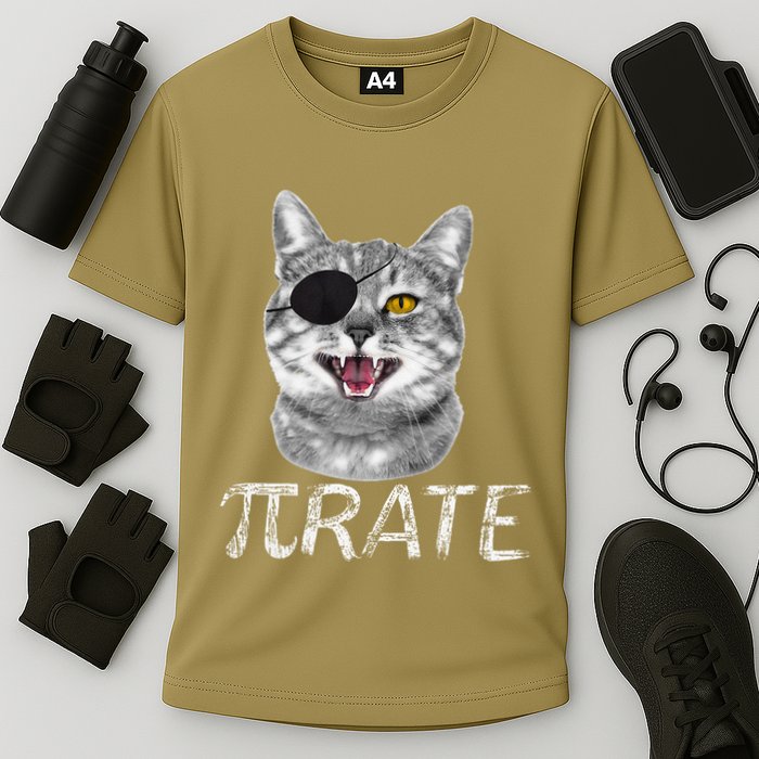 Funny Pi Day Math Science Cat Pirate Performance Shirt