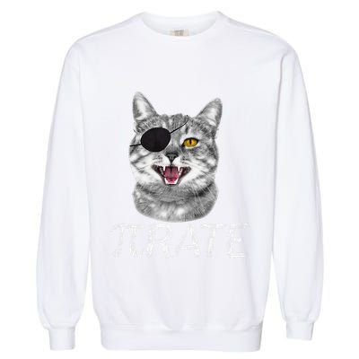 Funny Pi Day Math Science Cat Pirate Garment-Dyed Sweatshirt