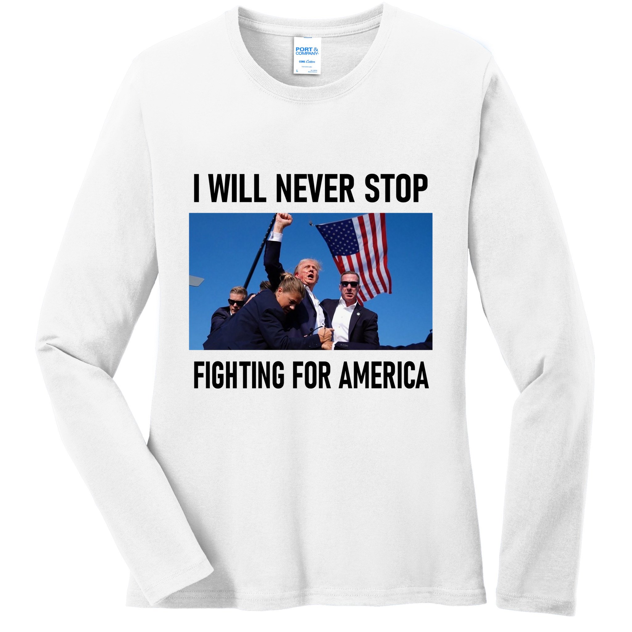 Former President Donald Trump Supporters Ladies Long Sleeve Shirt
