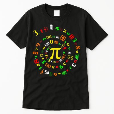Funny Pi Day Spiral Pi Math For Pi Day 3 14 Tall T-Shirt
