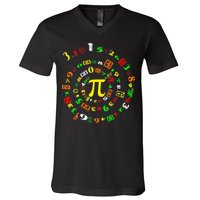 Funny Pi Day Spiral Pi Math For Pi Day 3 14 V-Neck T-Shirt