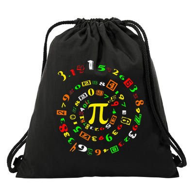 Funny Pi Day Spiral Pi Math For Pi Day 3 14 Drawstring Bag