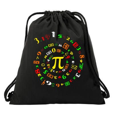 Funny Pi Day Spiral Pi Math For Pi Day 3 14 Drawstring Bag