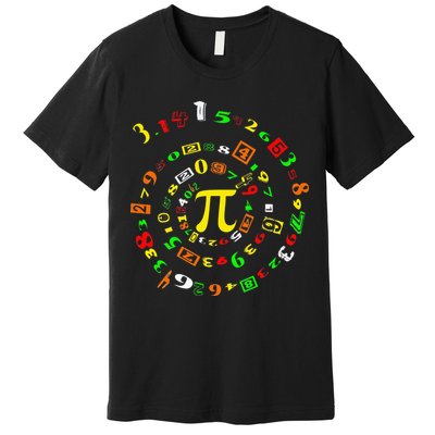 Funny Pi Day Spiral Pi Math For Pi Day 3 14 Premium T-Shirt