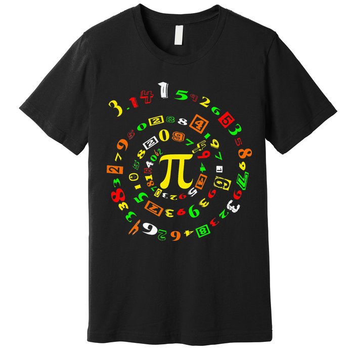 Funny Pi Day Spiral Pi Math For Pi Day 3 14 Premium T-Shirt