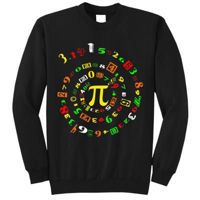 Funny Pi Day Spiral Pi Math For Pi Day 3 14 Tall Sweatshirt