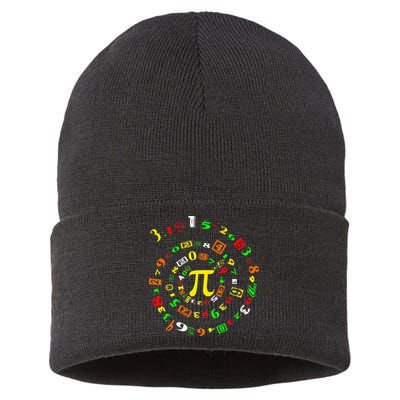 Funny Pi Day Spiral Pi Math For Pi Day 3 14 Sustainable Knit Beanie