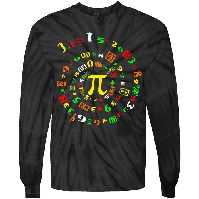 Funny Pi Day Spiral Pi Math For Pi Day 3 14 Tie-Dye Long Sleeve Shirt