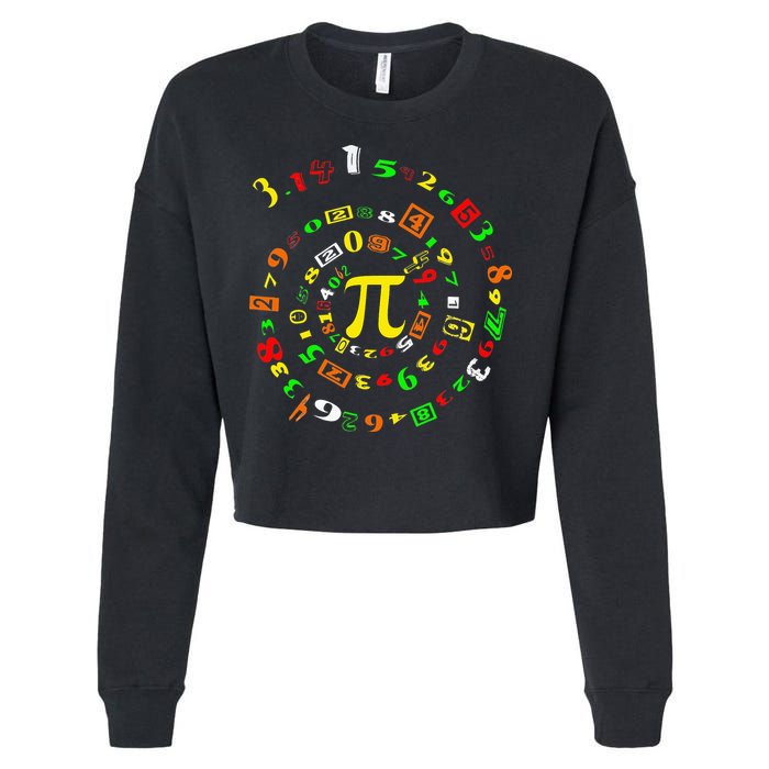 Funny Pi Day Spiral Pi Math For Pi Day 3 14 Cropped Pullover Crew