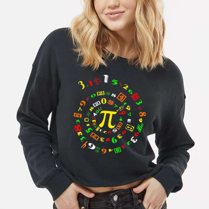 Funny Pi Day Spiral Pi Math For Pi Day 3 14 Cropped Pullover Crew