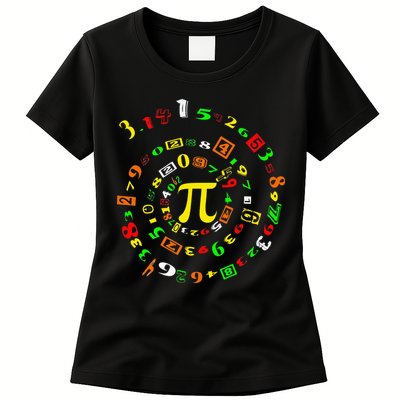 Funny Pi Day Spiral Pi Math For Pi Day 3 14 Womens T-Shirt