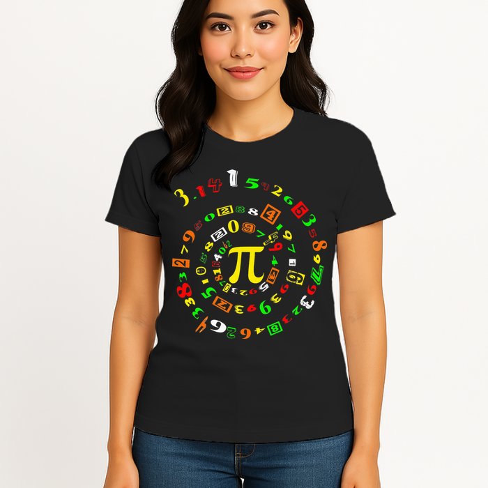 Funny Pi Day Spiral Pi Math For Pi Day 3 14 Womens T-Shirt