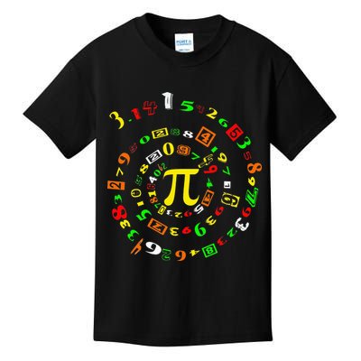 Funny Pi Day Spiral Pi Math For Pi Day 3 14 Kids T-Shirt