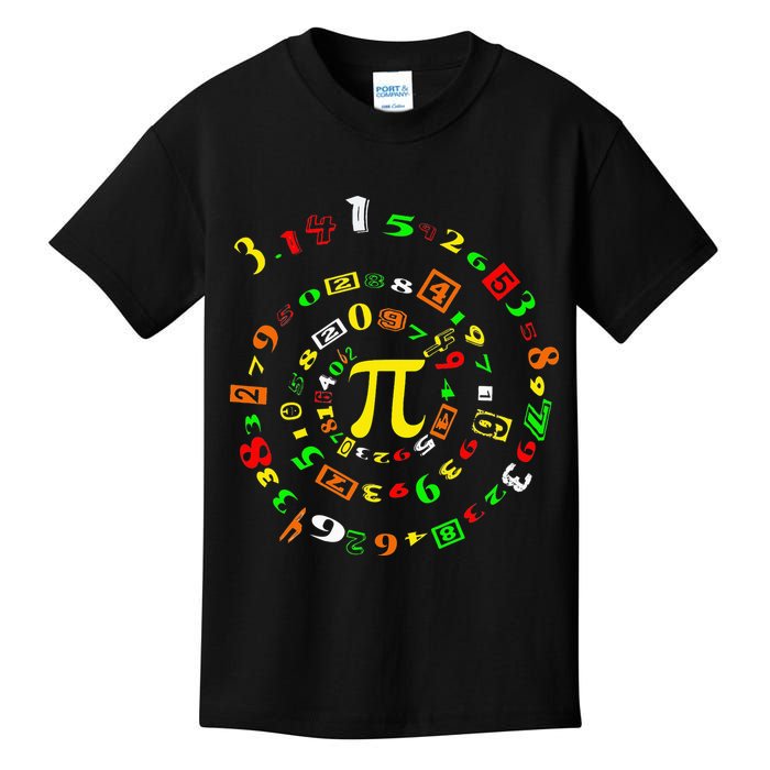 Funny Pi Day Spiral Pi Math For Pi Day 3 14 Kids T-Shirt