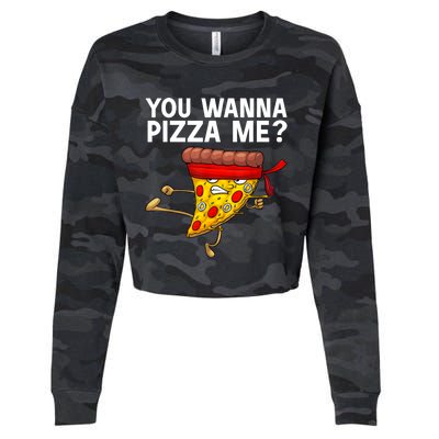 Funny Pizza Design For Italian Food Pizza Lover Cropped Pullover Crew