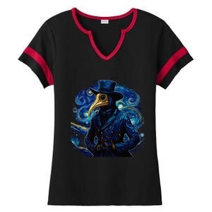 Funny Plague Doctor Starry Night Van Gogh leeches medical Ladies Halftime Notch Neck Tee