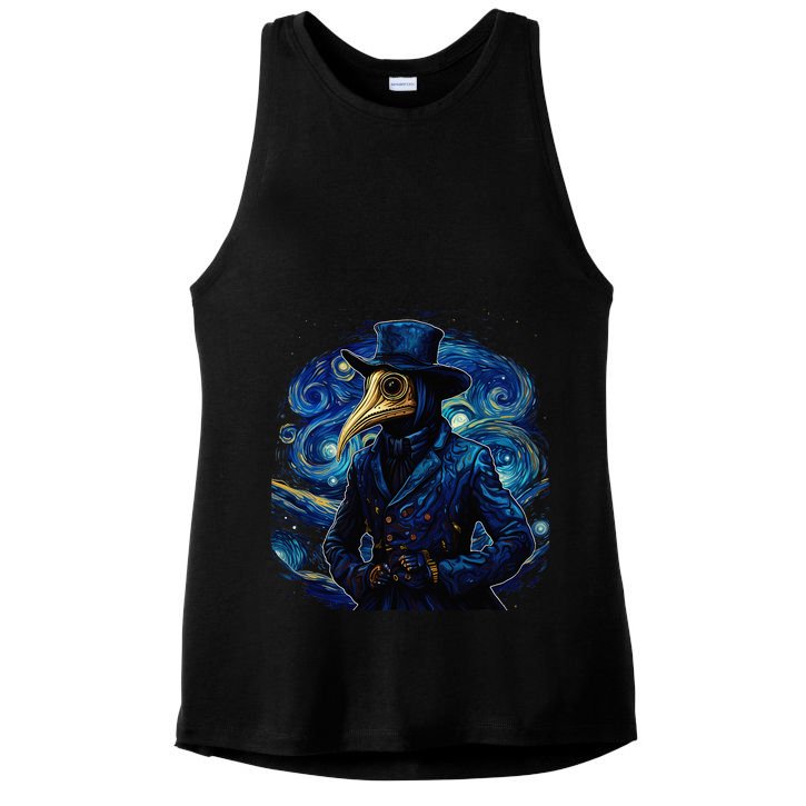 Funny Plague Doctor Starry Night Van Gogh leeches medical Ladies PosiCharge Tri-Blend Wicking Tank