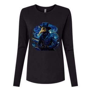 Funny Plague Doctor Starry Night Van Gogh leeches medical Womens Cotton Relaxed Long Sleeve T-Shirt