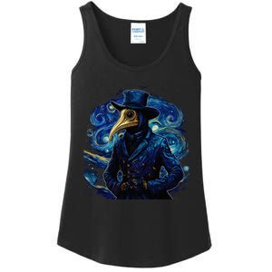 Funny Plague Doctor Starry Night Van Gogh leeches medical Ladies Essential Tank