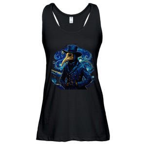 Funny Plague Doctor Starry Night Van Gogh leeches medical Ladies Essential Flowy Tank