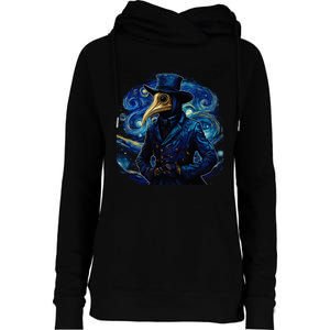 Funny Plague Doctor Starry Night Van Gogh leeches medical Womens Funnel Neck Pullover Hood