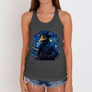 Funny Plague Doctor Starry Night Van Gogh leeches medical Women's Knotted Racerback Tank