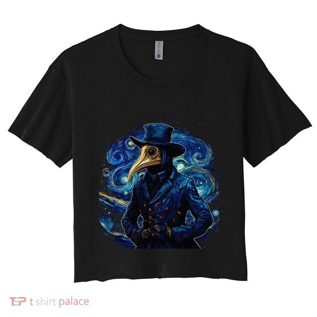 Funny Plague Doctor Starry Night Van Gogh leeches medical Crop Top