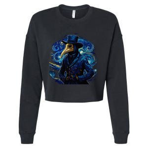 Funny Plague Doctor Starry Night Van Gogh leeches medical Cropped Pullover Crew