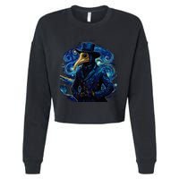 Funny Plague Doctor Starry Night Van Gogh leeches medical Cropped Pullover Crew