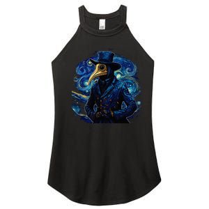 Funny Plague Doctor Starry Night Van Gogh leeches medical Women's Perfect Tri Rocker Tank