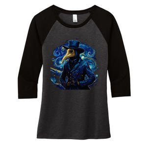 Funny Plague Doctor Starry Night Van Gogh leeches medical Women's Tri-Blend 3/4-Sleeve Raglan Shirt