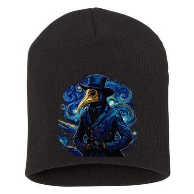 Funny Plague Doctor Starry Night Van Gogh leeches medical Short Acrylic Beanie