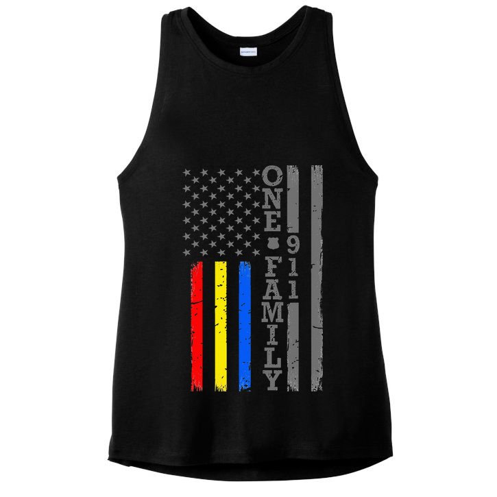Fire Police Dispatcher 911 Emergency Services Ladies PosiCharge Tri-Blend Wicking Tank