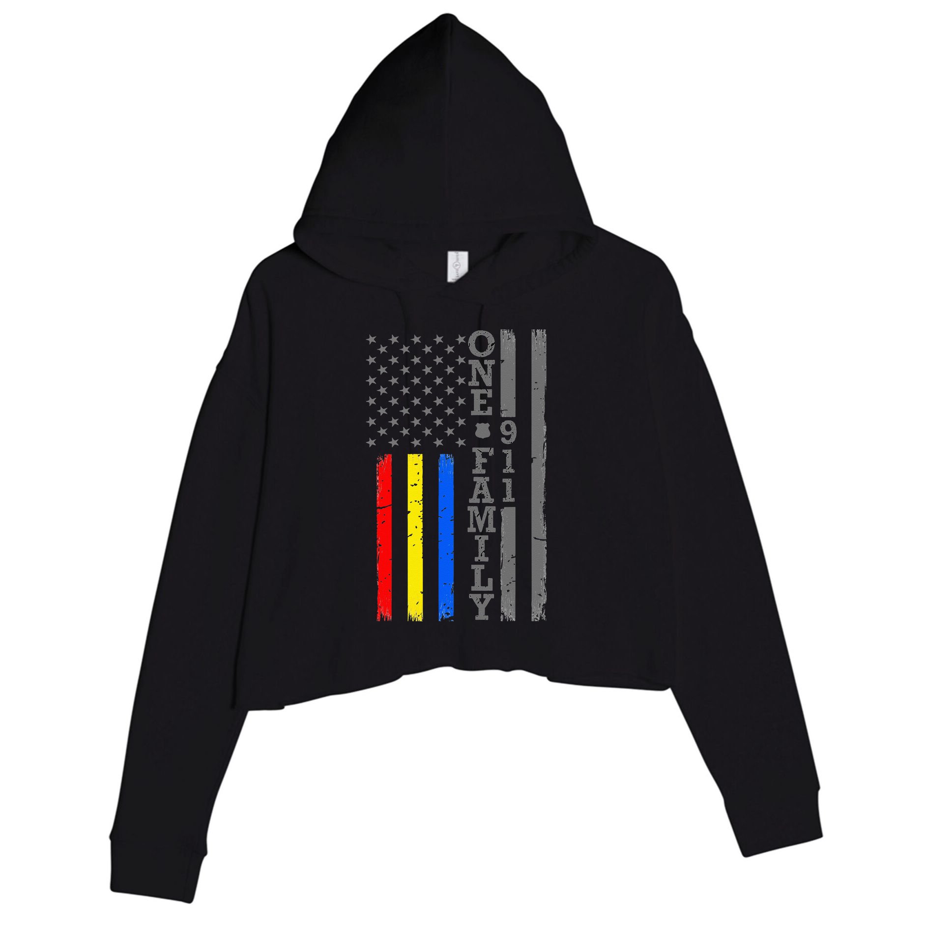 Fire Police Dispatcher 911 Emergency Services Crop Fleece Hoodie