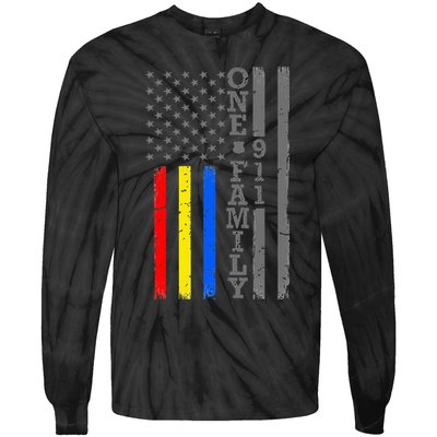 Fire Police Dispatcher 911 Emergency Services Tie-Dye Long Sleeve Shirt
