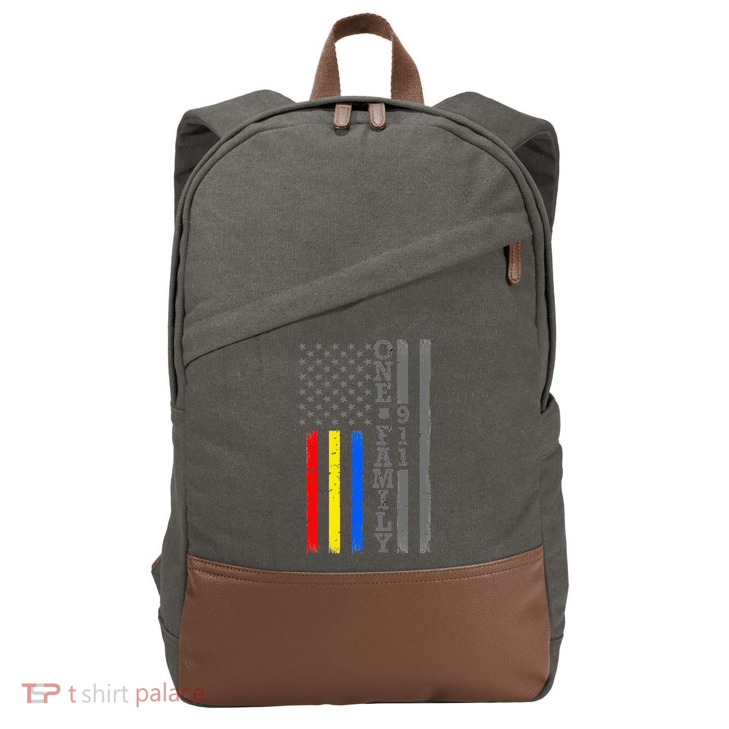 Fire Police Dispatcher 911 Emergency Services Cotton Canvas Backpack