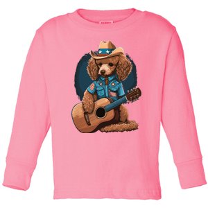 Funny Poodle Dog Miniature Poodle Toy Poodle Country Music Toddler Long Sleeve Shirt