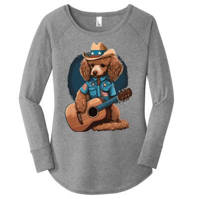 Funny Poodle Dog Miniature Poodle Toy Poodle Country Music Women's Perfect Tri Tunic Long Sleeve Shirt