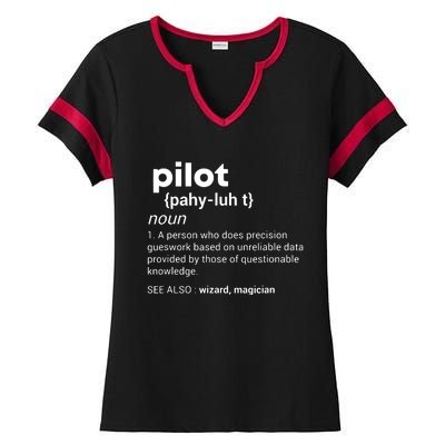 Funny Pilot Definition Design Airplane Jet Aviation Graphic Ladies Halftime Notch Neck Tee